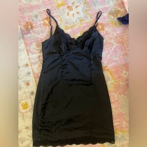 SOLD. Princess Polly Black Satin Slip Dress
